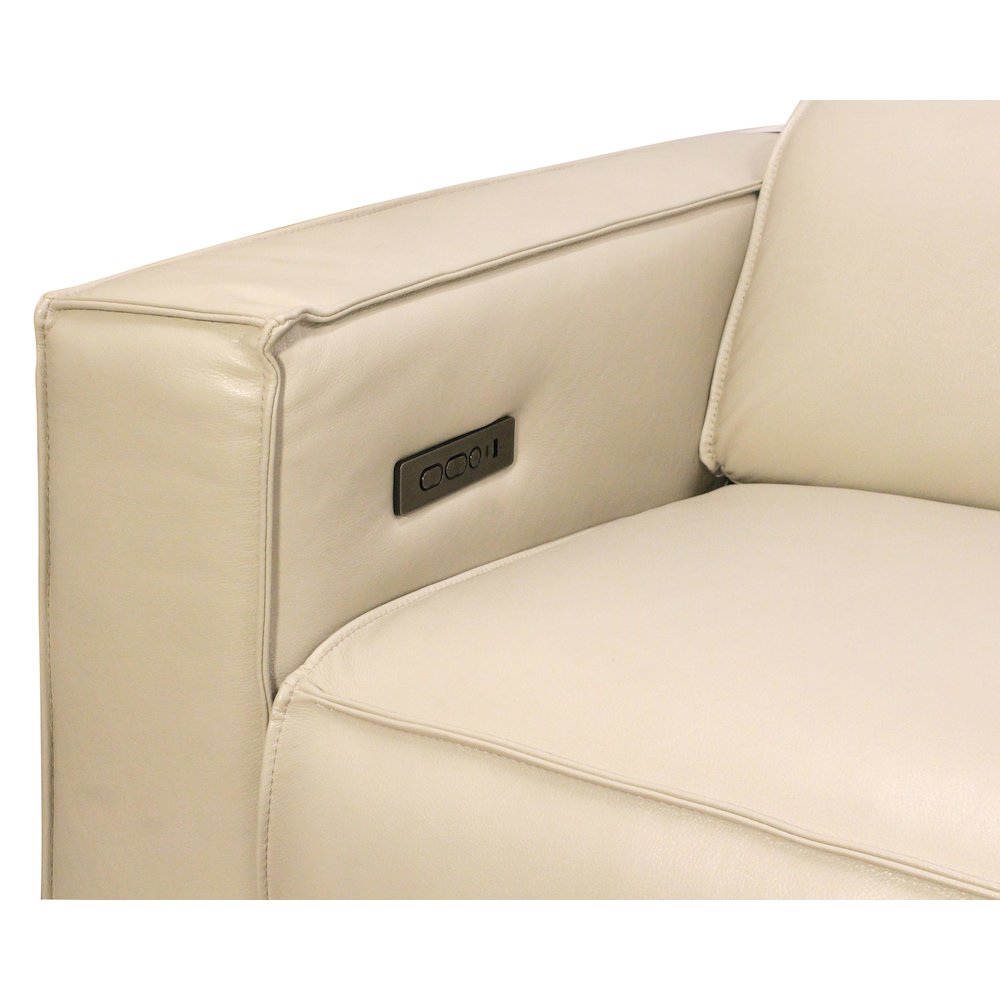 Riseholme Reclining Lounge Chair with Black Legs and Beige Full-Leather