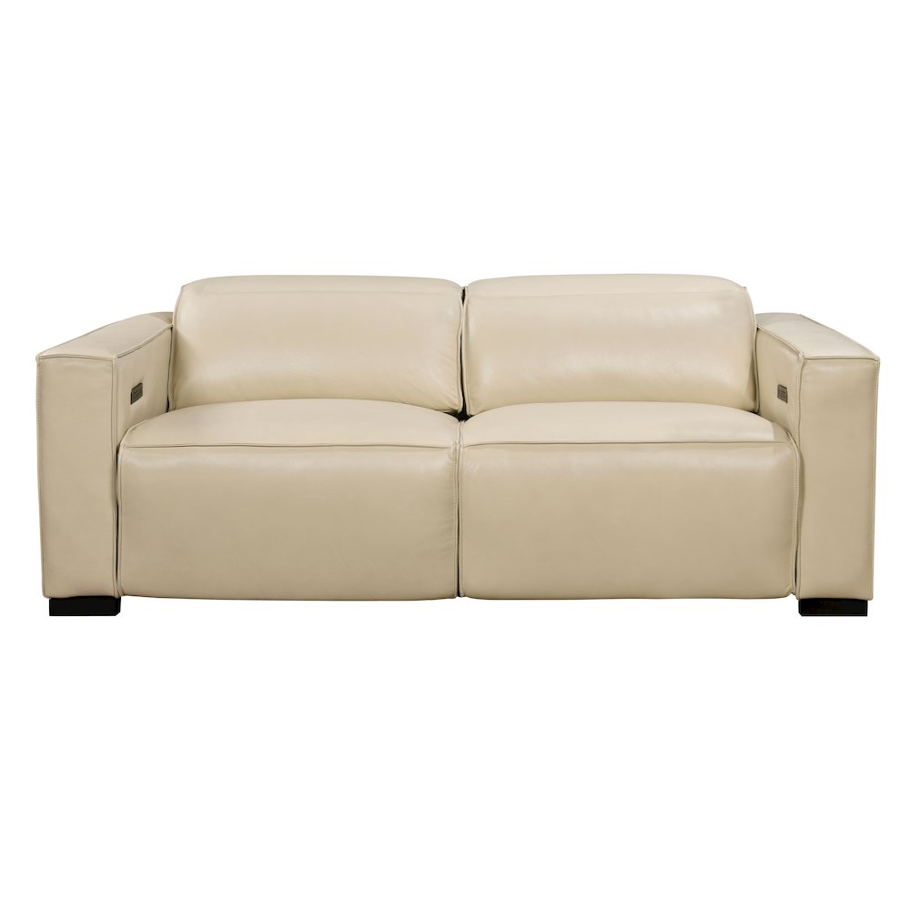 Riseholme Reclining Sofa with Black Legs and Beige Full-Leather