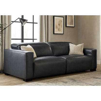 Riseholme Reclining Sofa in Blue Full-Leather