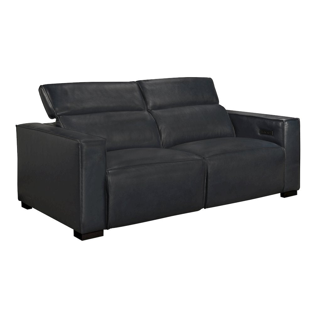 Riseholme Reclining Sofa with Black Legs and Blue Full-Leather