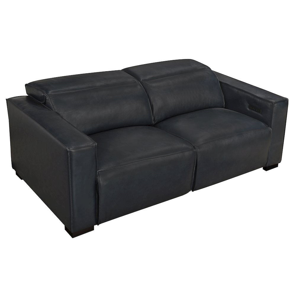 Riseholme Reclining Sofa with Black Legs and Blue Full-Leather