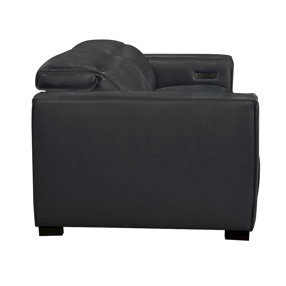 Riseholme Reclining Sofa with Black Legs and Blue Full-Leather