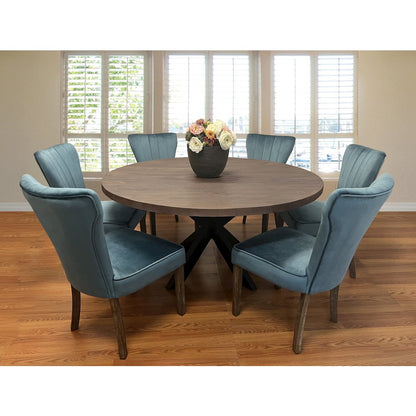 Felix 60" Dining Table with 3 sets of Cleo Teal Chairs