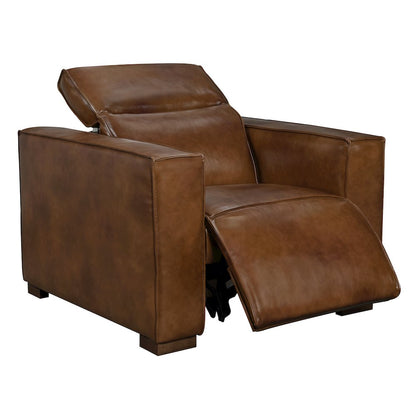 Riseholme Reclining Lounge Chair in Tan Full-Leather
