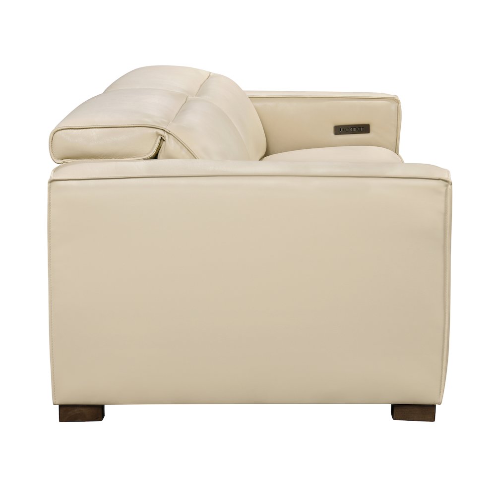 Riseholme Reclining Sofa with Barista Brown Legs and Beige Full-Leather
