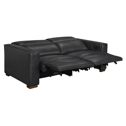 Riseholme Reclining Sofa with Barista Brown Legs and Blue Full-Leather