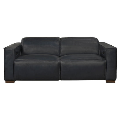 Riseholme Reclining Sofa with Barista Brown Legs and Blue Full-Leather