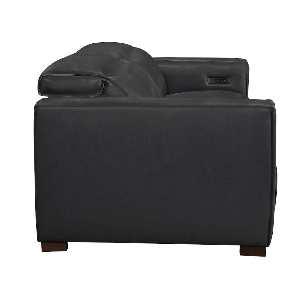 Riseholme Reclining Sofa with Barista Brown Legs and Blue Full-Leather