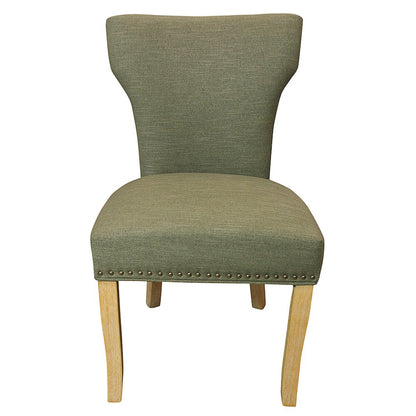 9-Piece Dining Set 8 Jill Dining Chairs in Green Fabric Natural Legs