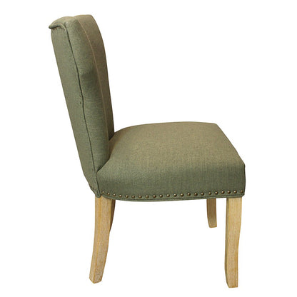 9-Piece Dining Set 8 Jill Dining Chairs in Green Fabric Natural Legs