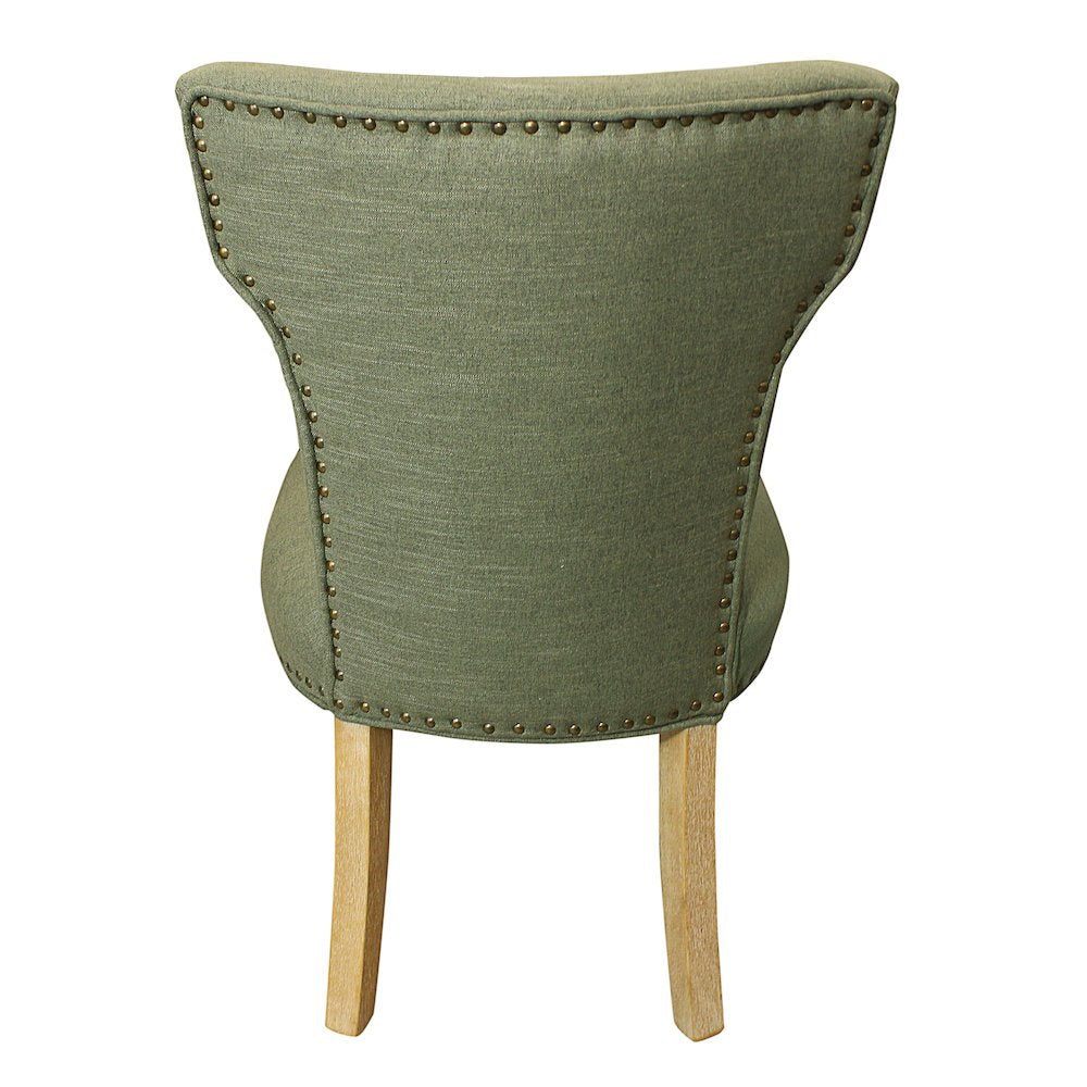 9-Piece Dining Set 8 Jill Dining Chairs in Green Fabric Natural Legs