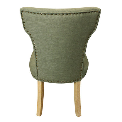 9-Piece Dining Set 8 Jill Dining Chairs in Green Fabric Natural Legs