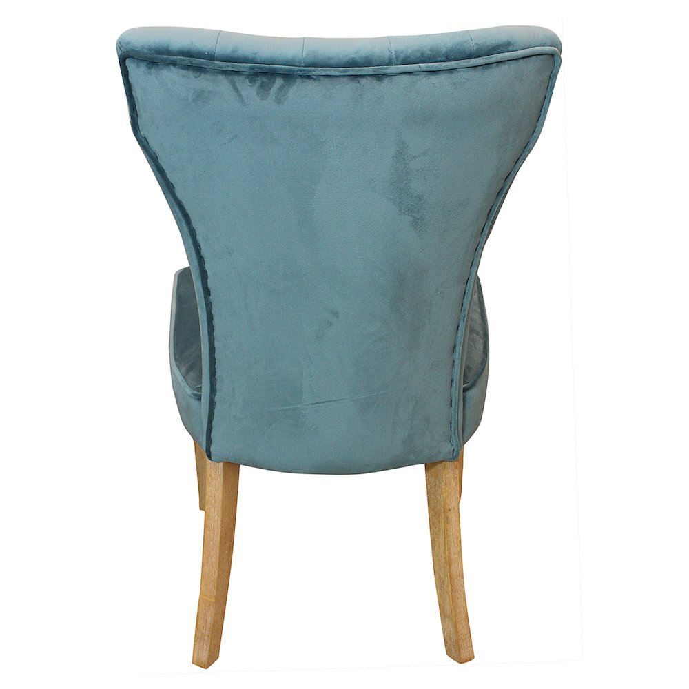 9-Piece Dining Set 8 Cleo Dining Chairs in Velvet Teal Fabric Natural Legs