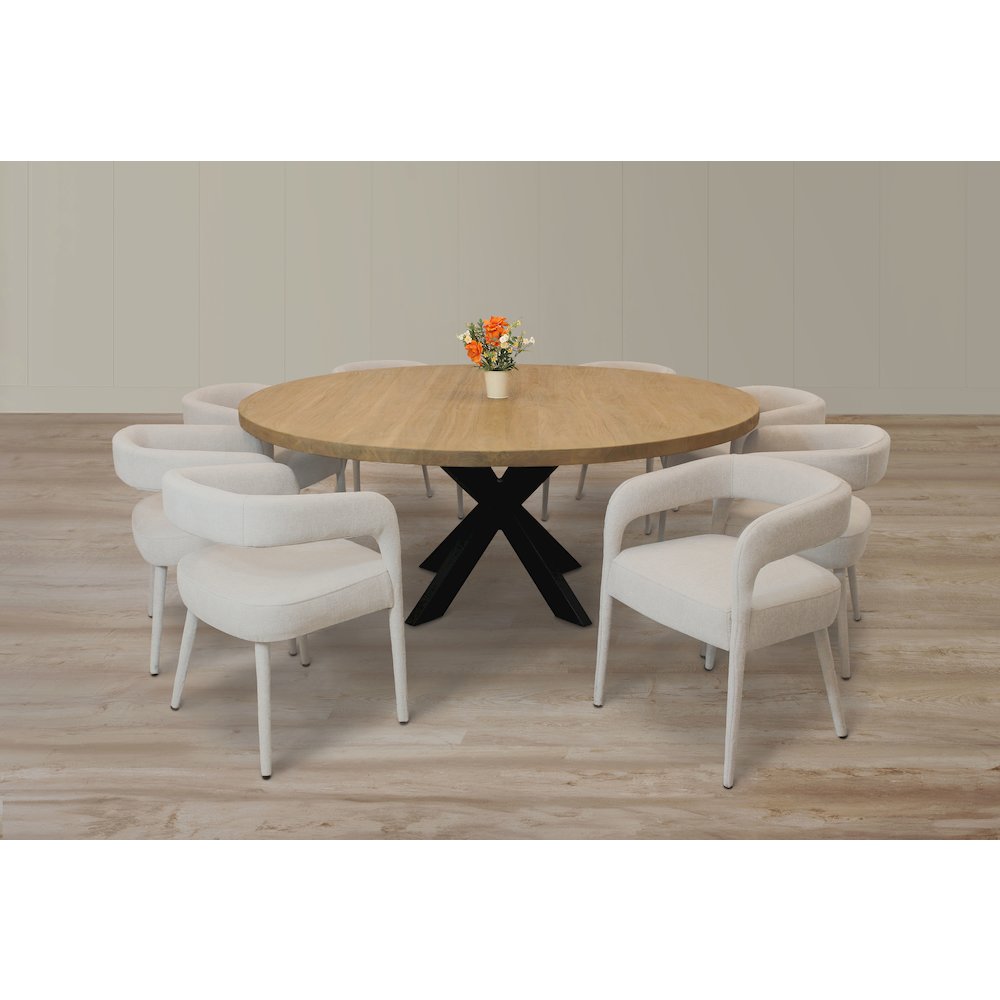 Logan 9-Piece 72" Dining Set with 8 Galway Dining Chairs in Ivory Linen Fabric