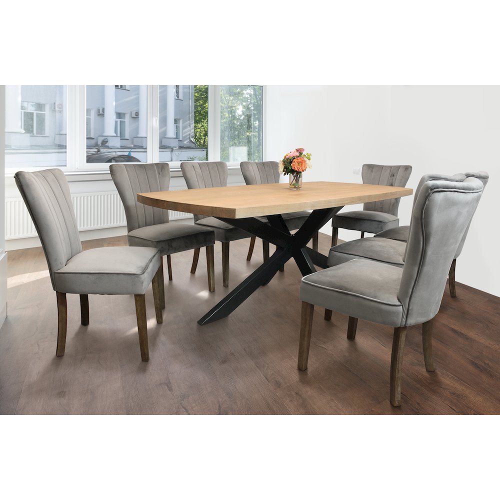 Logan 82" Dining Table, with 8 Cleo Mink Dining Chairs