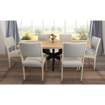 Logan 82" Dining Table, with 6 Ash Gray Boucle Dining Chairs