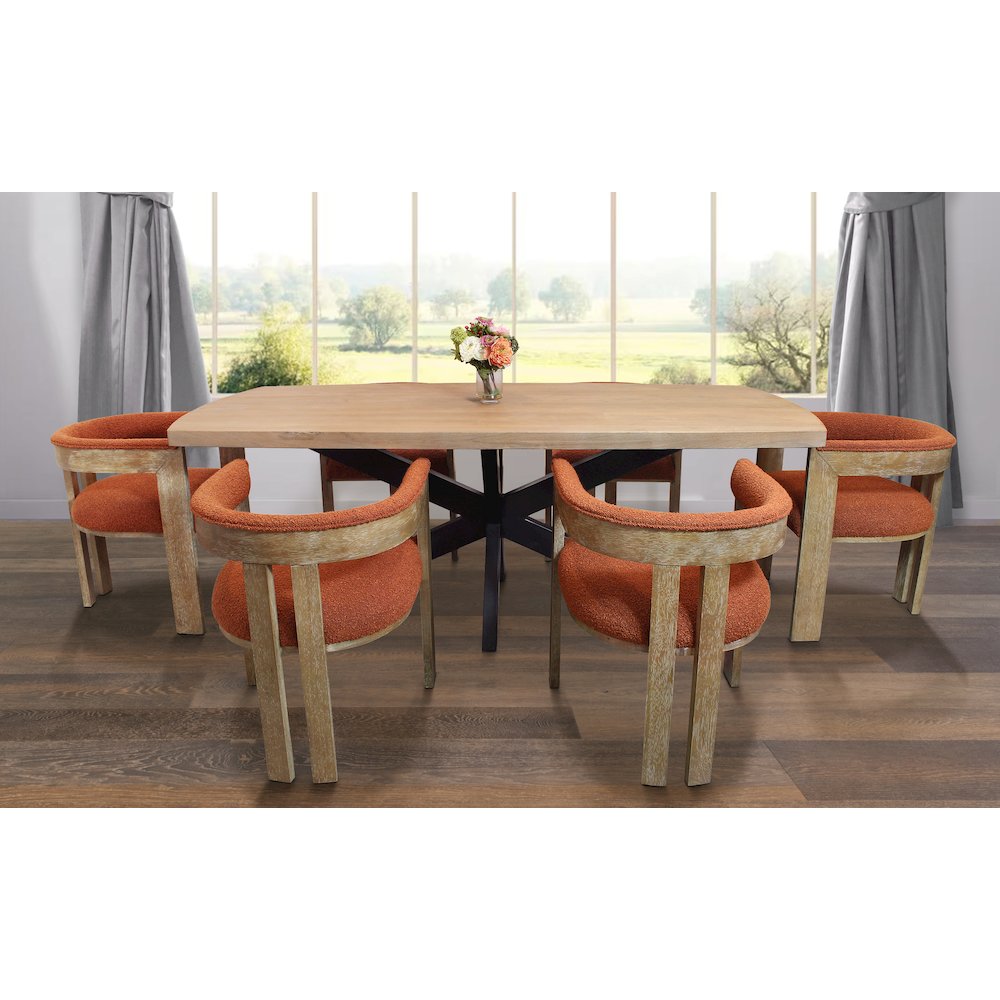 Logan 82" Dining Table with 6 Trish Rust Arm Chairs