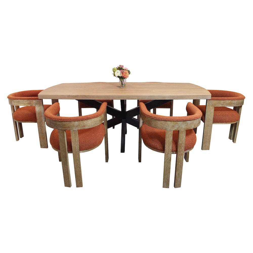 Logan 82" Dining Table with 6 Trish Rust Arm Chairs