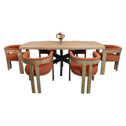 Logan 82" Dining Table with 6 Trish Rust Arm Chairs
