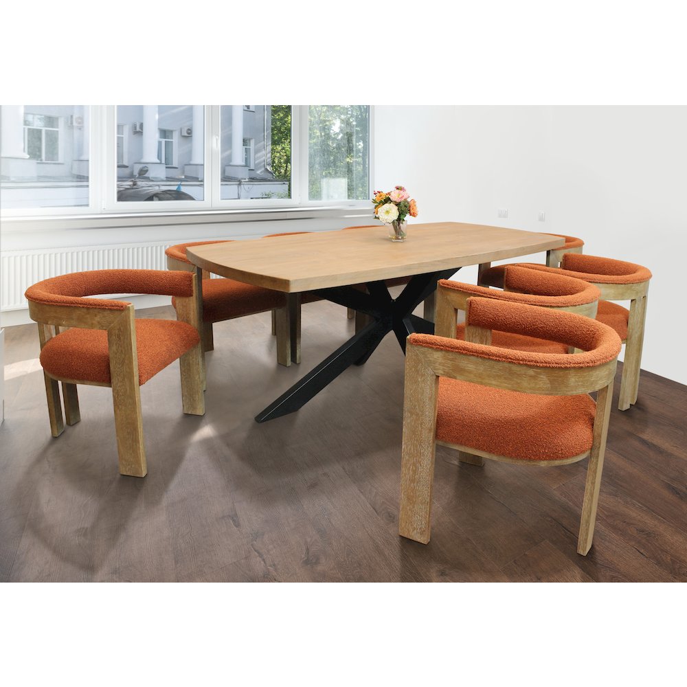 Logan 82" Dining Table with 8 Trish Rust Arm Chairs