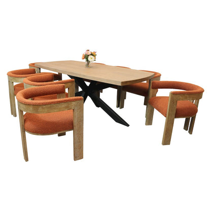 Logan 82" Dining Table with 8 Trish Rust Arm Chairs
