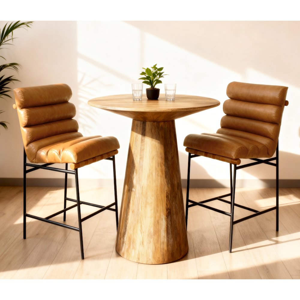 Layla Bar Stool in Tan Leather