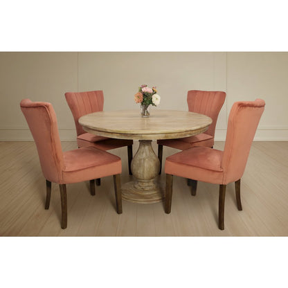 Jenna 48" Dining Table with 2 Sets of Cleo Chairs in Blush Velvet Fabric