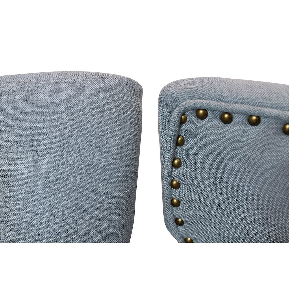 Jenna 48" Dining Table with 2 Sets of Jill Side Chairs in Denim Linen Fabric