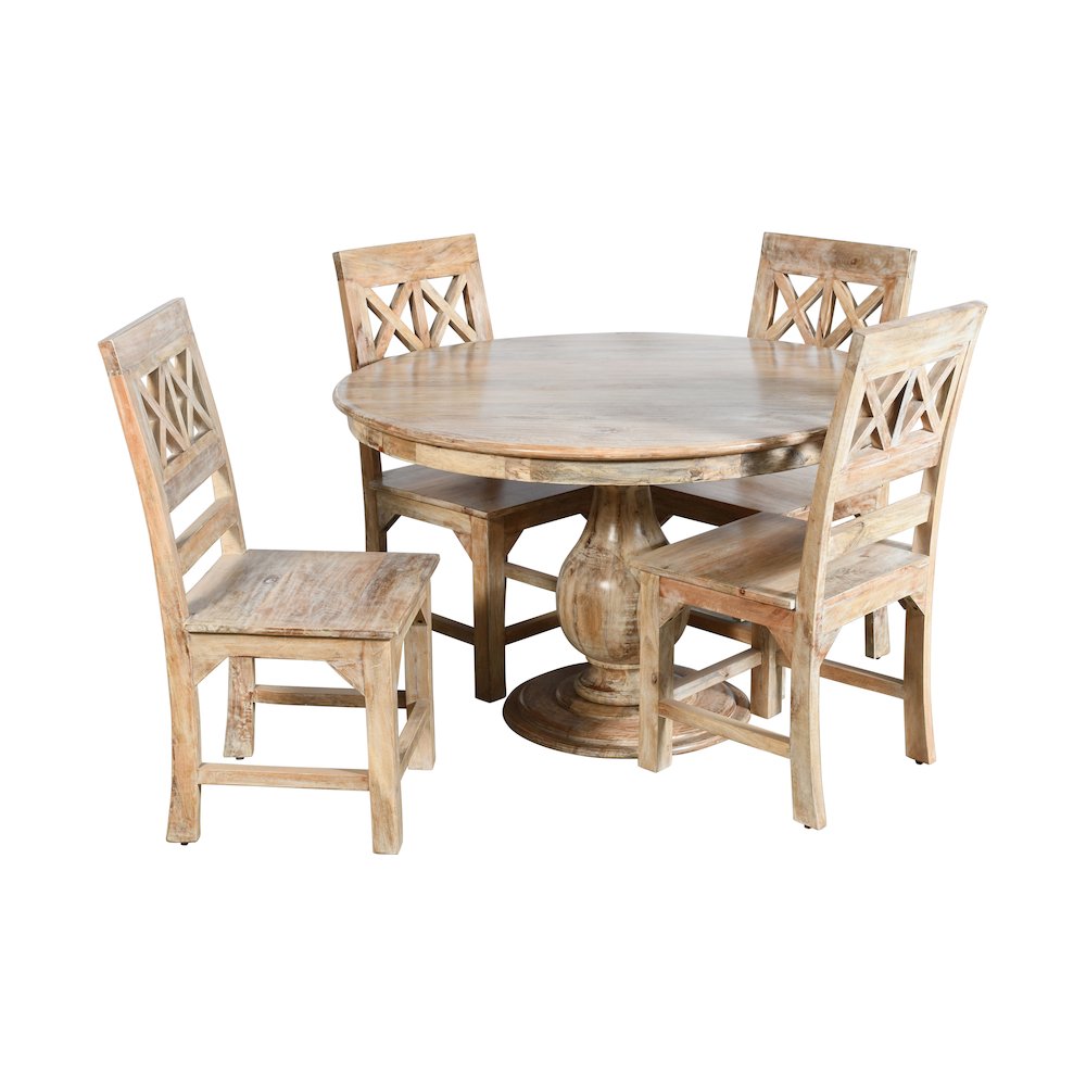 Jenna 48" Round Table with 2 sets of Solid Wood Chairs