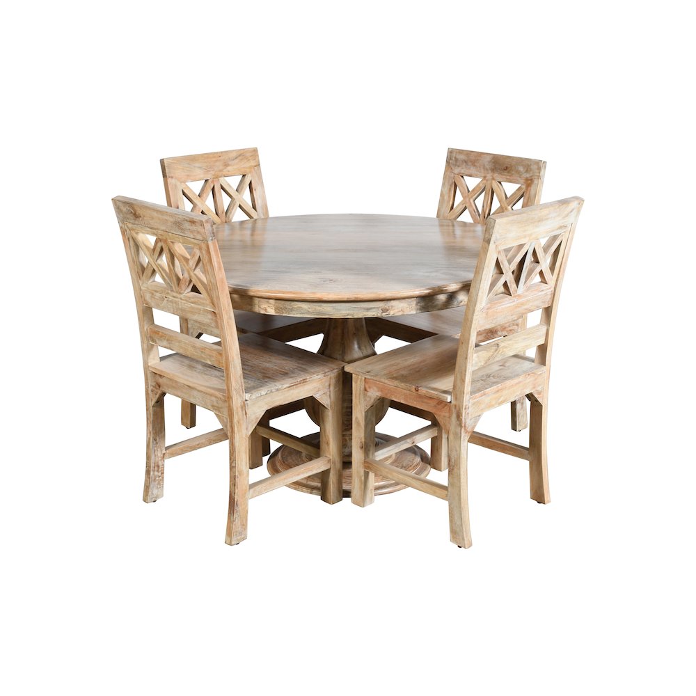 Jenna 48" Round Table with 2 sets of Solid Wood Chairs
