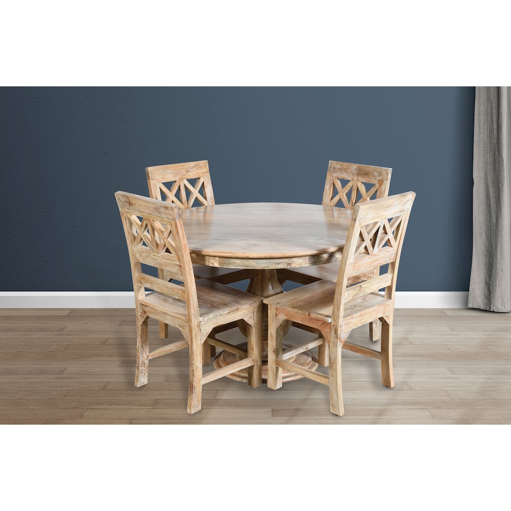 Jenna 48" Round Table with 2 sets of Solid Wood Chairs