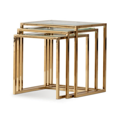 Savannah Breeze Set of 3 Nesting Tables - Bright Gold