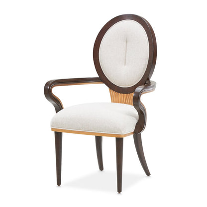 Camellia Field Dining Arm Chair, Set of 2 - Linen/Warm Pecan