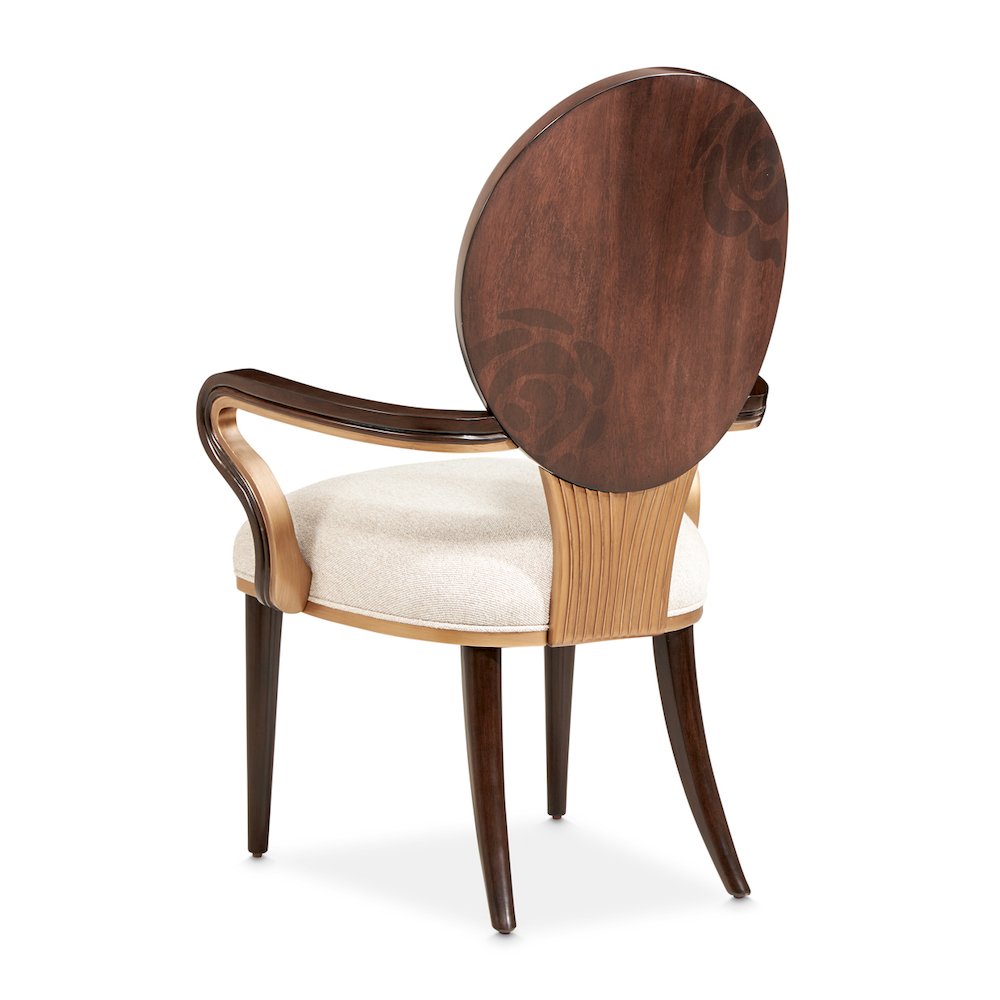 Camellia Field Dining Arm Chair, Set of 2 - Linen/Warm Pecan