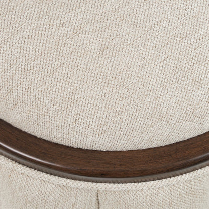 Camellia Field Round Bench - Linen/Warm Pecan