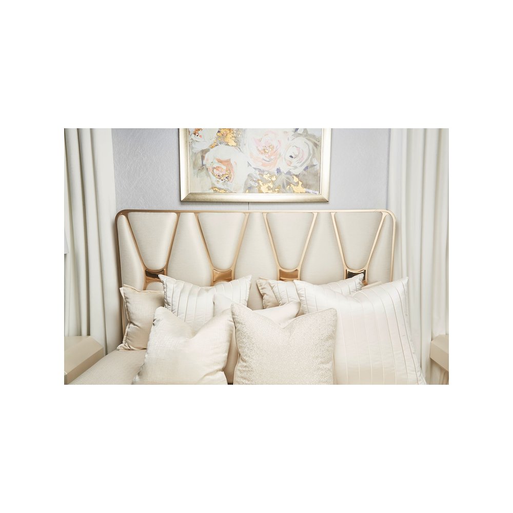 La Rachelle Cal. King Upholstered Panel Bed - Champagne