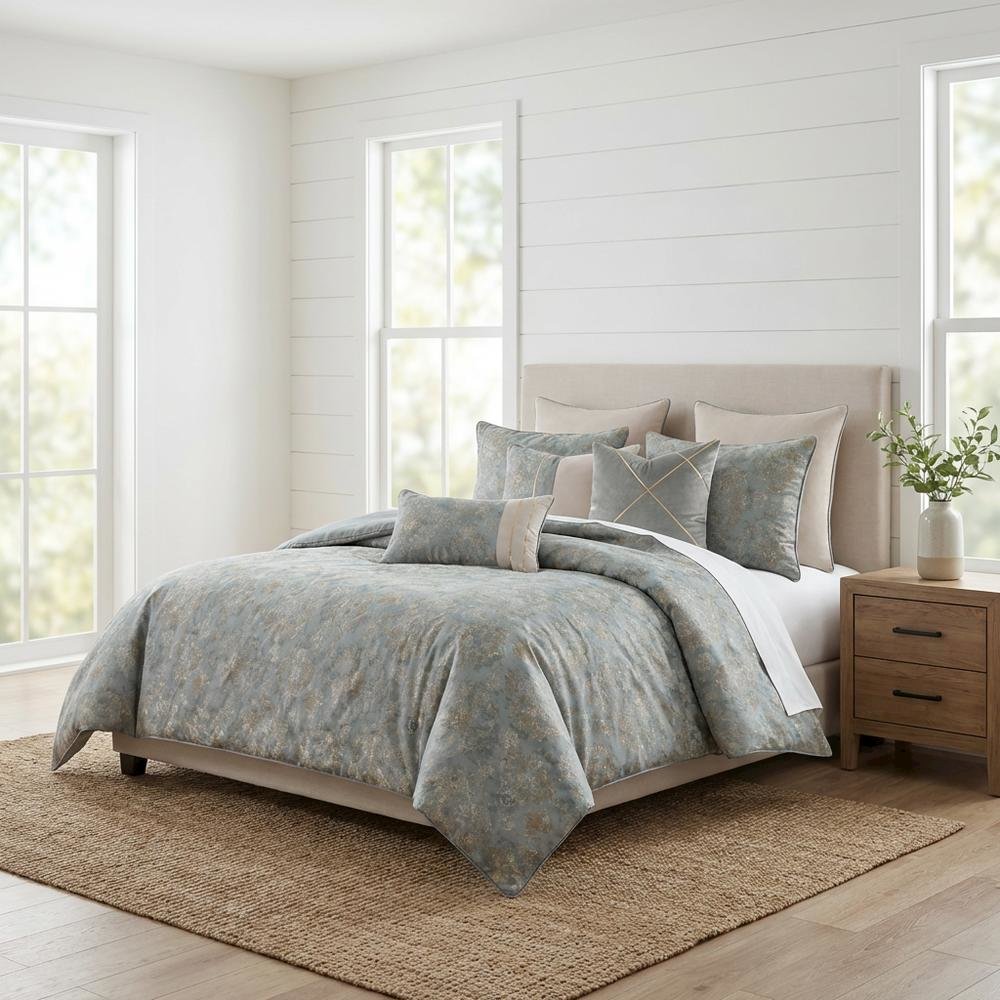 Debonair 10-Piece King Comforter Set - Mist