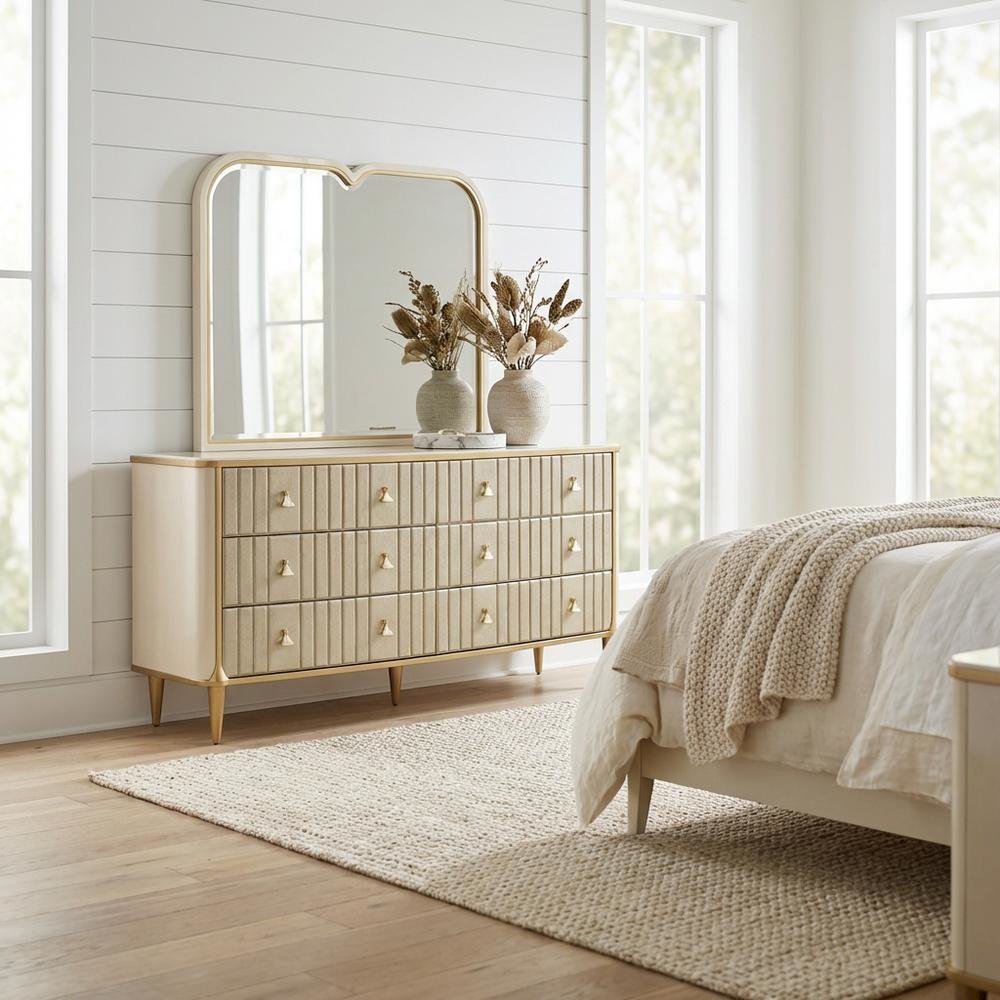 Scotts Square Dresser with Mirror - Light Champagne