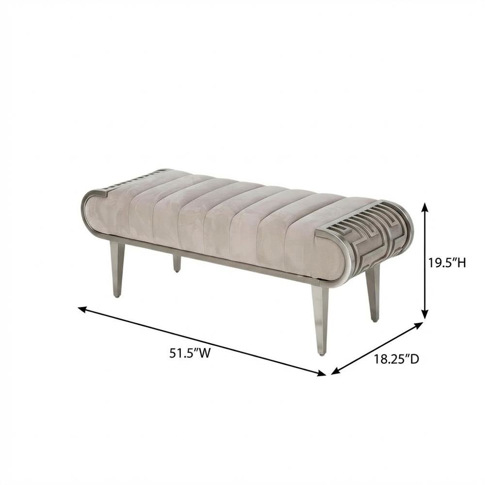Roxbury Park Tufted Bench - Stainless Steel
