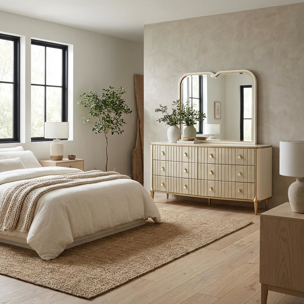 Scotts Square Dresser with Mirror - Light Champagne