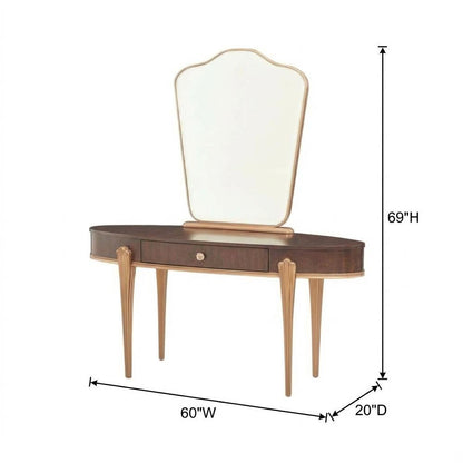 Camellia Field Vanity with Mirror & Chair - Warm Pecan