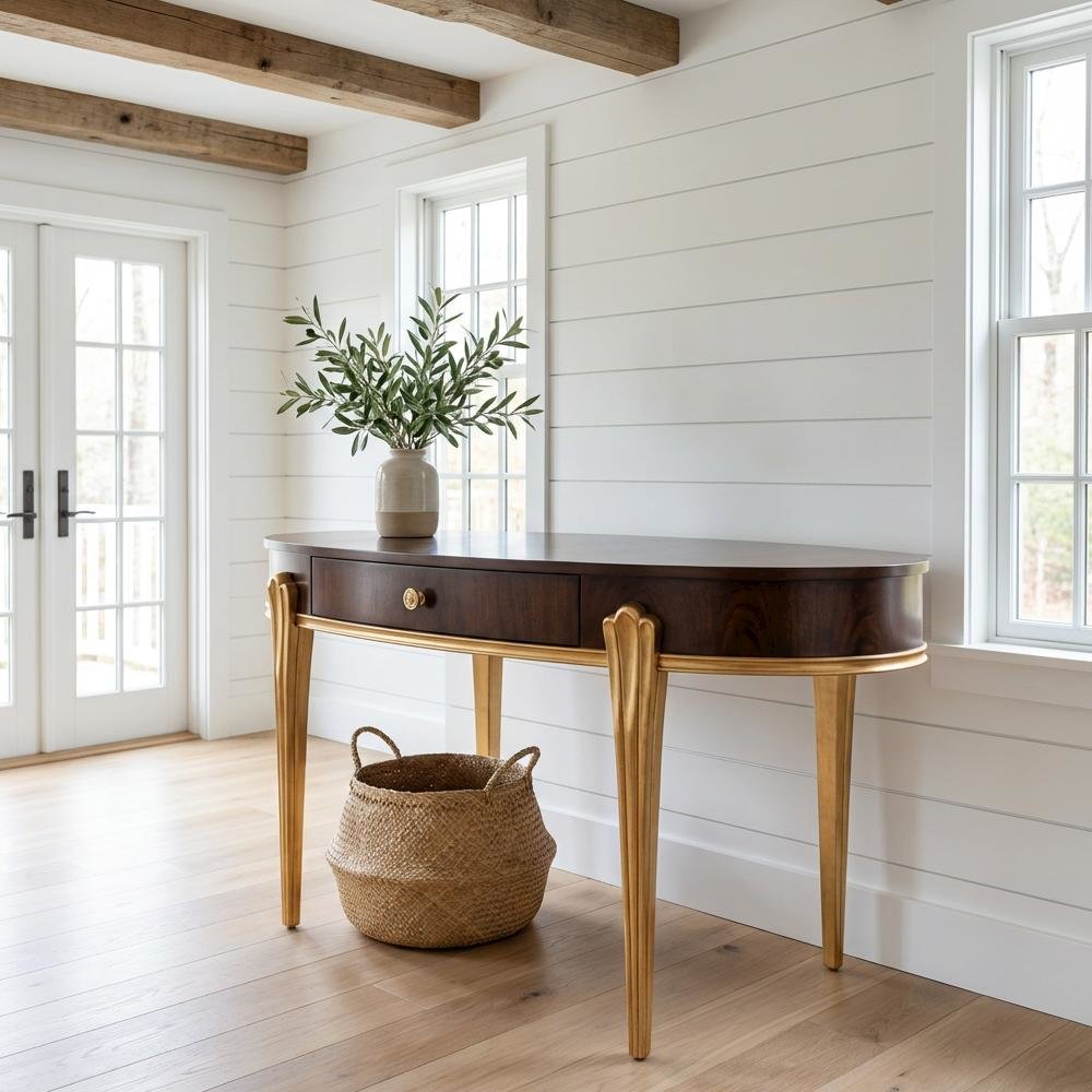 Camellia Field Vanity Desk - Warm Pecan
