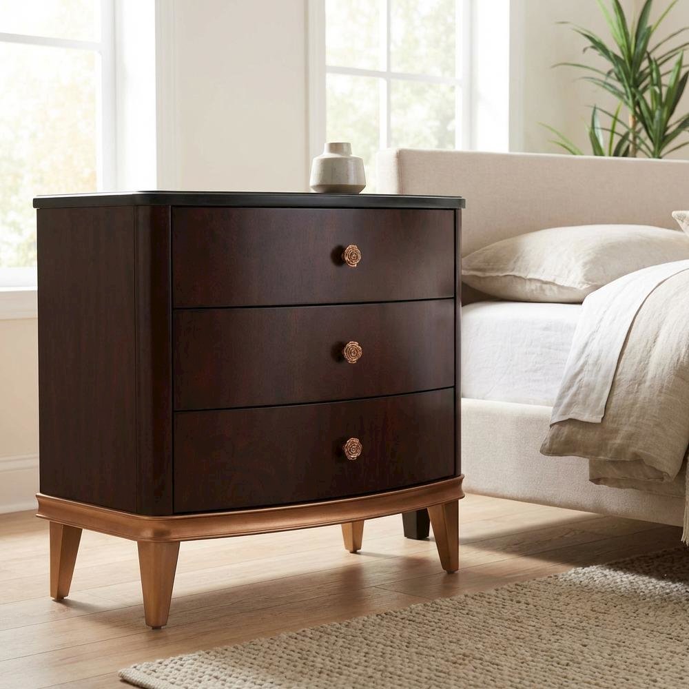 Camellia Field Nightstand - Warm Pecan