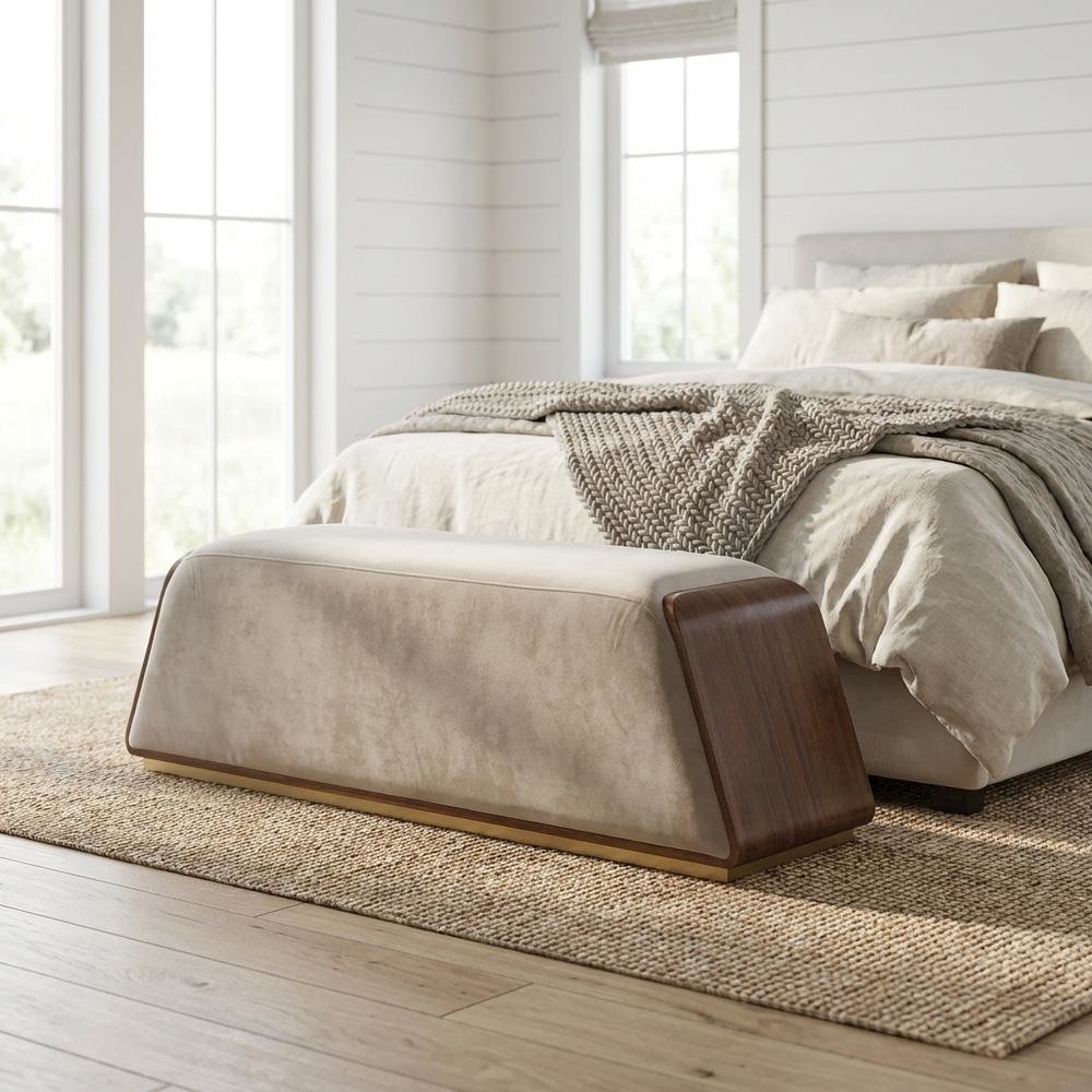 Houston Accent Bench - Porcini/Walnut