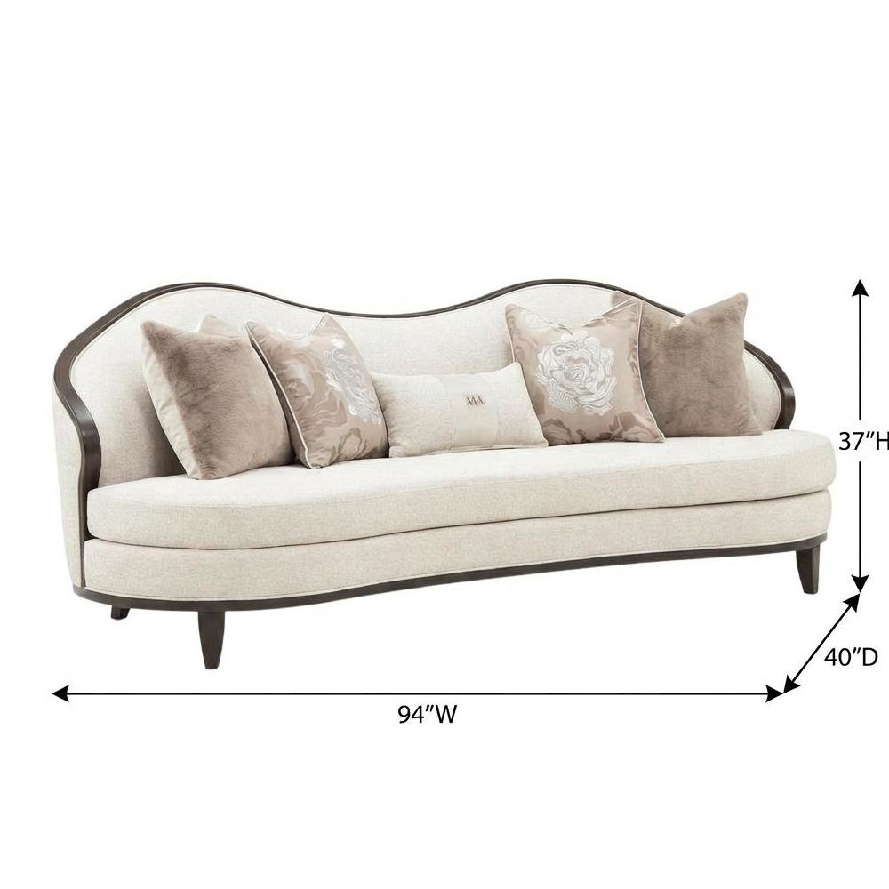 Camellia Field Chenille Sofa - Linen/Warm Pecan