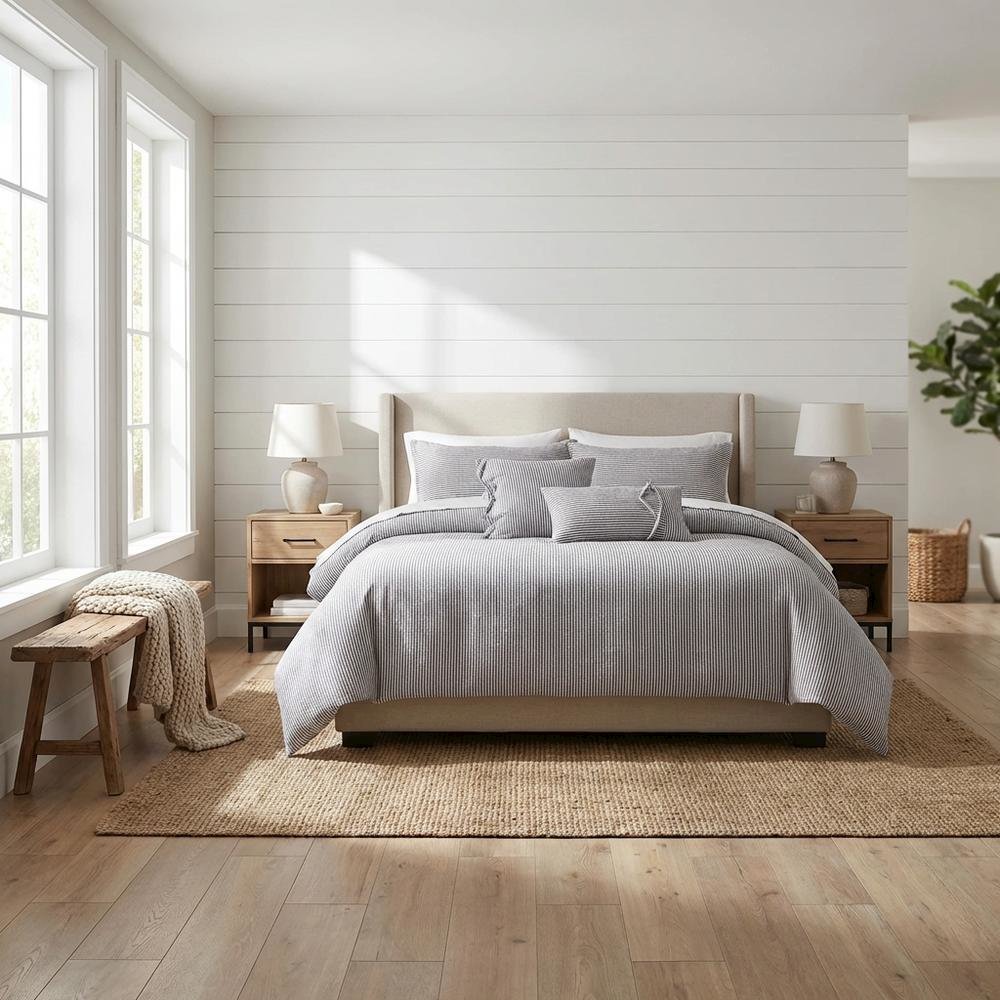 Grant 5-Piece Queen Linen Duvet Set - Charcoal