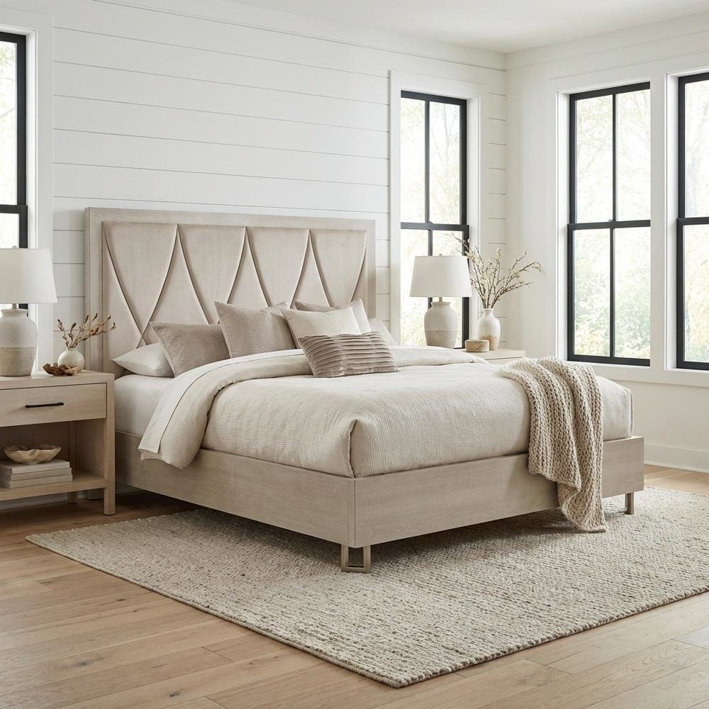 Marin Eastern King Panel Bed - Greige