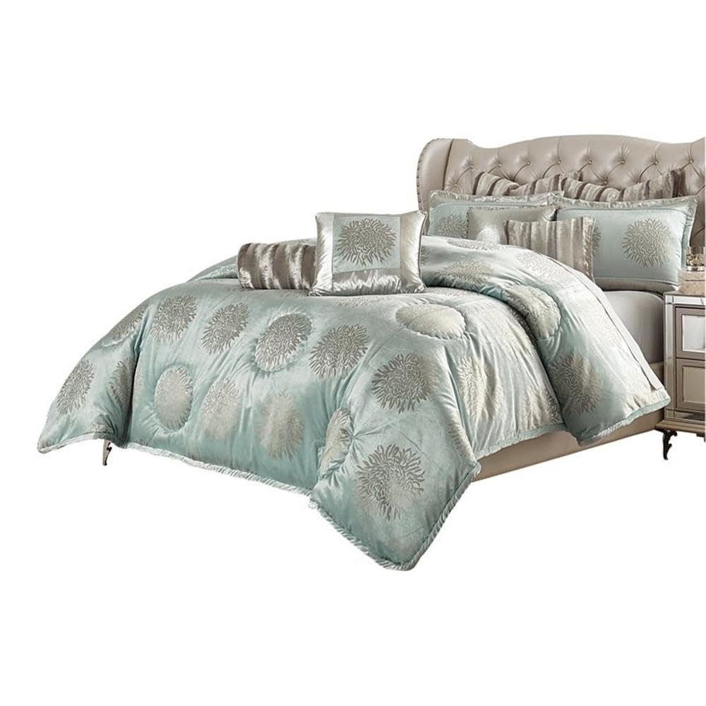 Regent 9-Piece Queen Comforter Set - Ice Blue