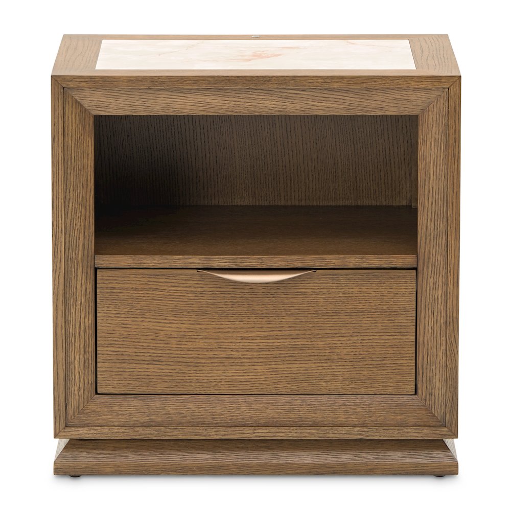 Portrait 1-Drawer Nightstand with LED Lights - Sienna Brown
