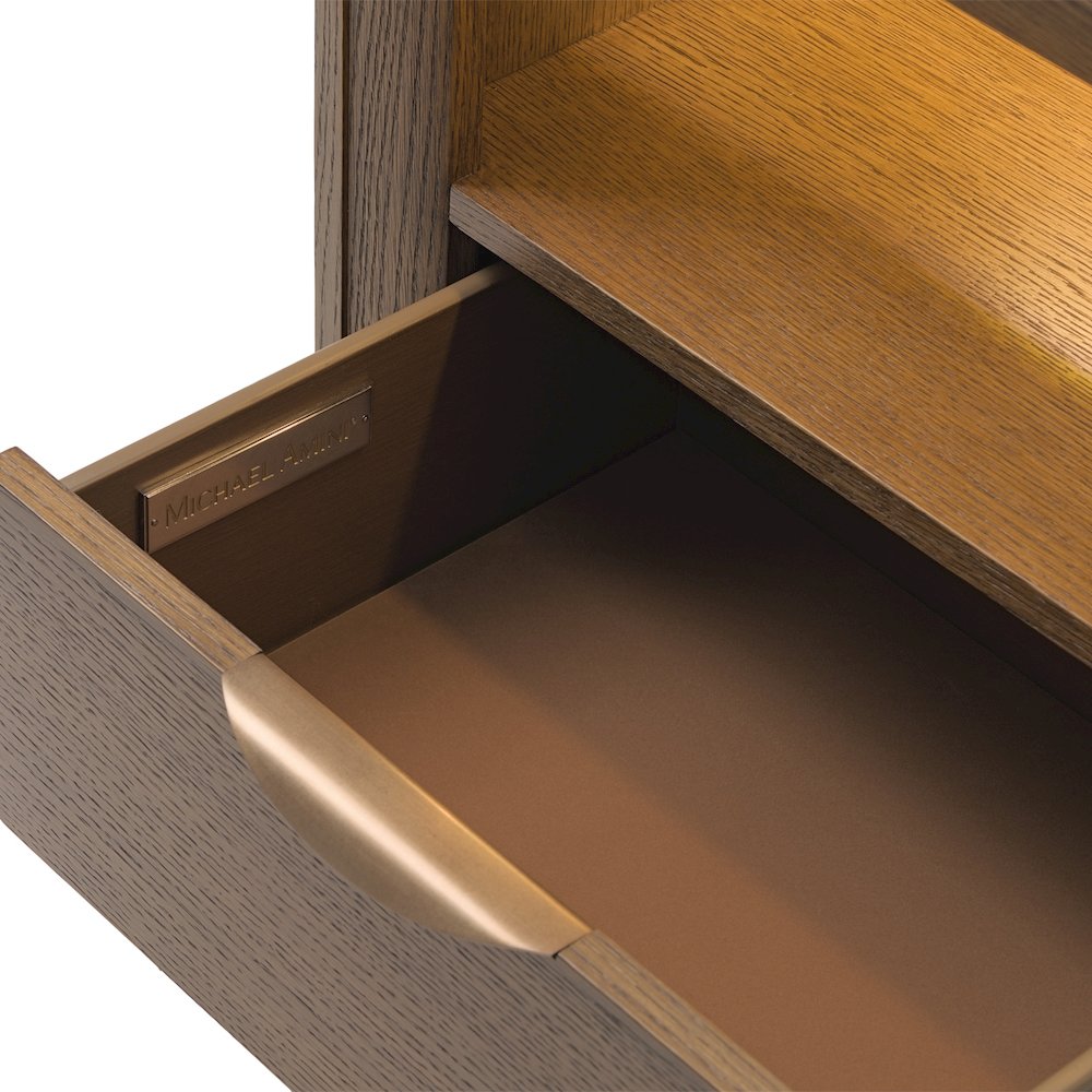 Portrait 1-Drawer Nightstand with LED Lights - Sienna Brown